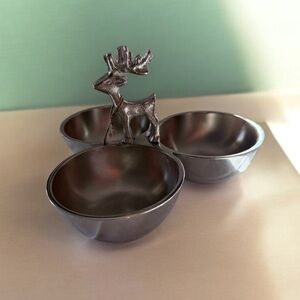 Silver Reindeer Bowl Set